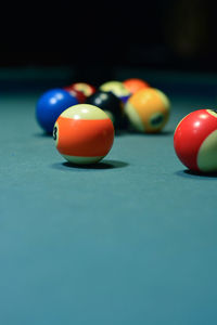 Close-up of multi colored ball on table