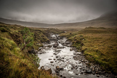 Scenic view of river flowing through rocks