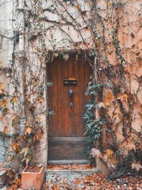 Closed door of building