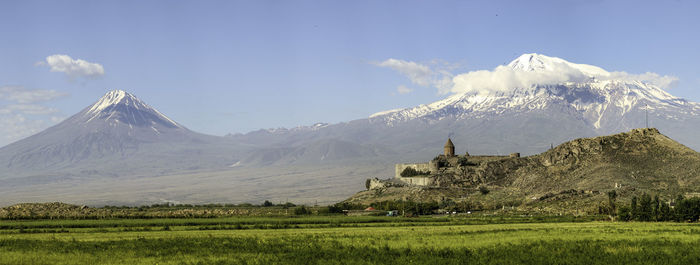 Scenic view of mountains against sky