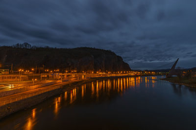 Scenic view of river against sky at night