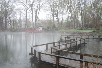 Scenic view of lake during rainy season