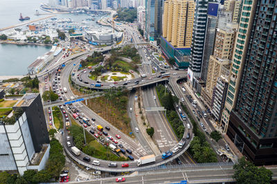 High angle view of city street