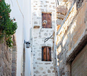 Small houses and their small streets on the volcanic island of nisyros on the aegean sea greece