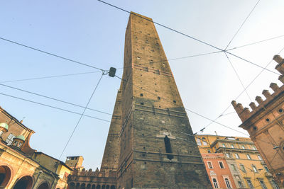 Low angle view of buildings against clear sky