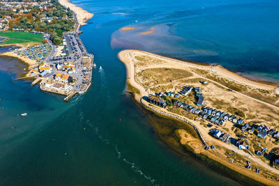 High angle view of beach by sea