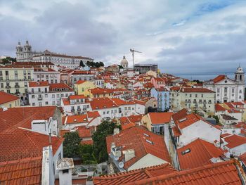 High angle view of townscape against sky