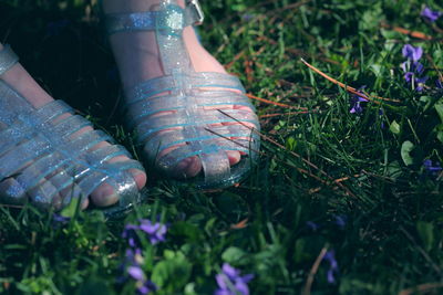 Low section of woman on grass