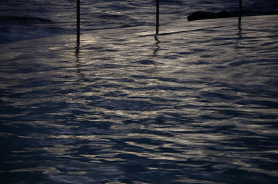 High angle view of rippled water at sunset