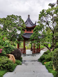 Chinese pagoda pavilion among the trees in asian style park
