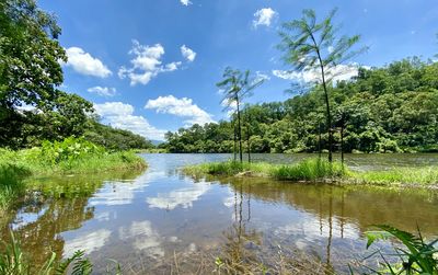 Scenic view of lake against sky