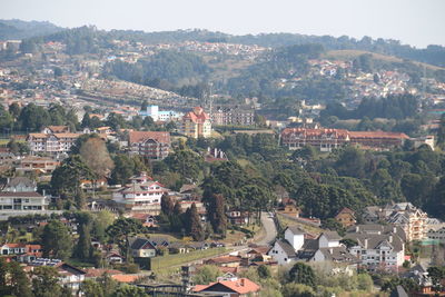 High angle view of townscape against sky