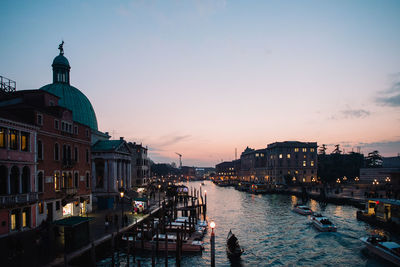 Panoramic view of city against sky during sunset