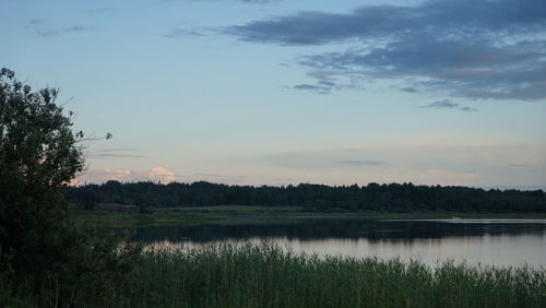 Scenic view of lake against sky