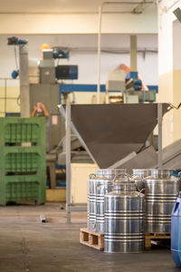 Stack of objects on table in factory