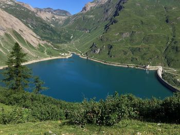 Scenic view of lake and mountains