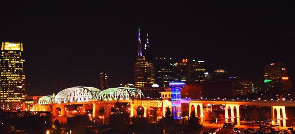 Illuminated city at night