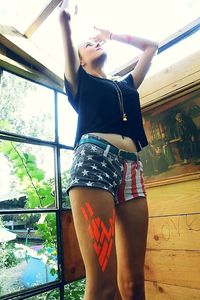 Woman standing in the dark