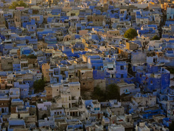 High angle view of buildings in city