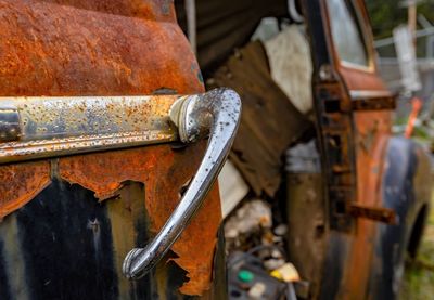 Close-up of rusty machine part