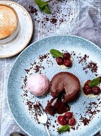 High angle view of ice cream in plate