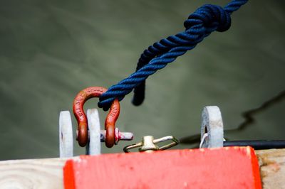 Rope tied to metallic hook