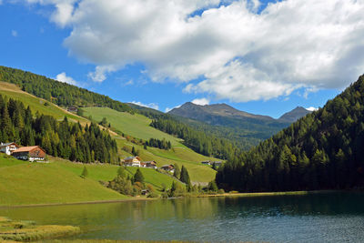 Scenic view of lake against sky