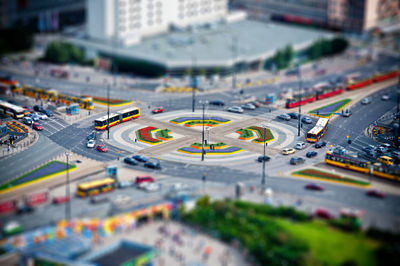 High angle view of traffic on city street