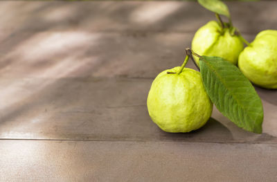 High angle view of fruits on table