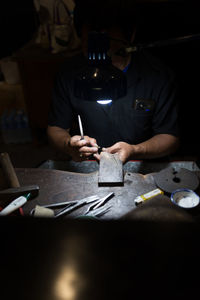 Man working on table