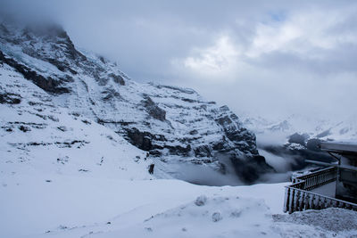 Snow covered mountain against sky