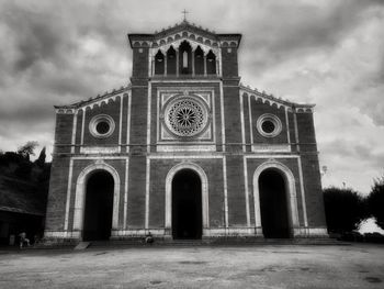 Low angle view of church against cloudy sky