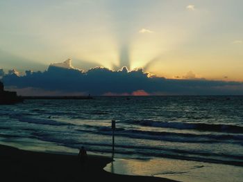 Scenic view of sea at sunset