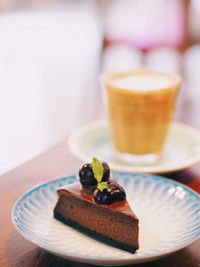 Close-up of cake on table
