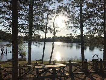 Scenic view of lake against sky