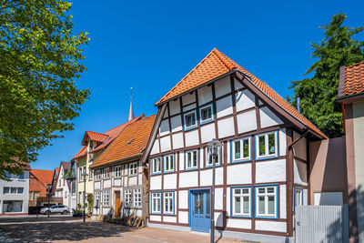 Residential building against blue sky