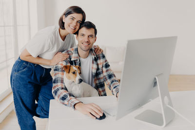 Young man using laptop