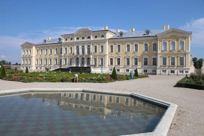 Reflection of building in water