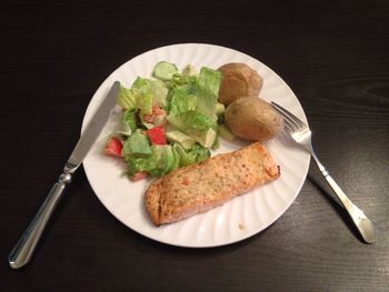 Close-up of meal served in plate