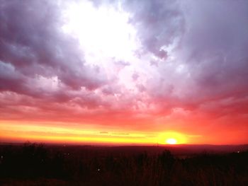 Scenic view of field against sky during sunset