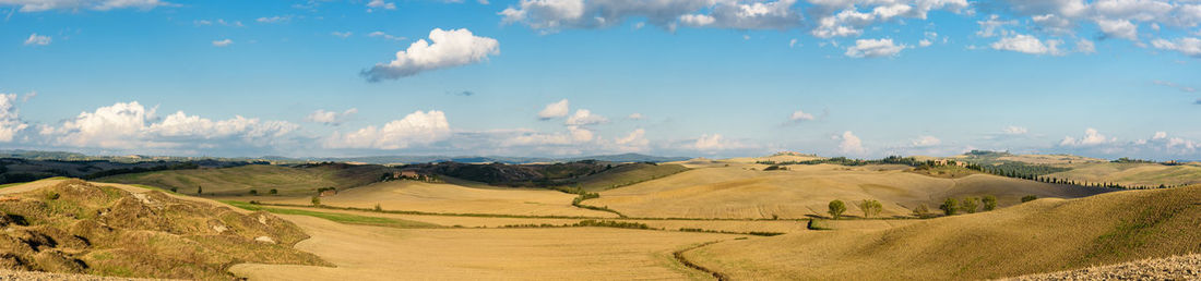 Panoramic shot of crete senesi against blue sky