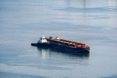 Ship sailing on sea