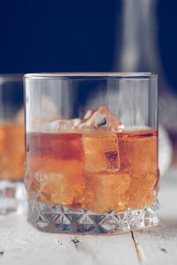 Close-up of ice cream in glass on table