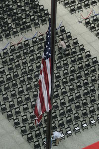 High angle view of american flag