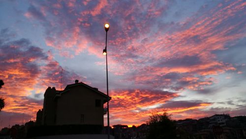 House against sky during sunset