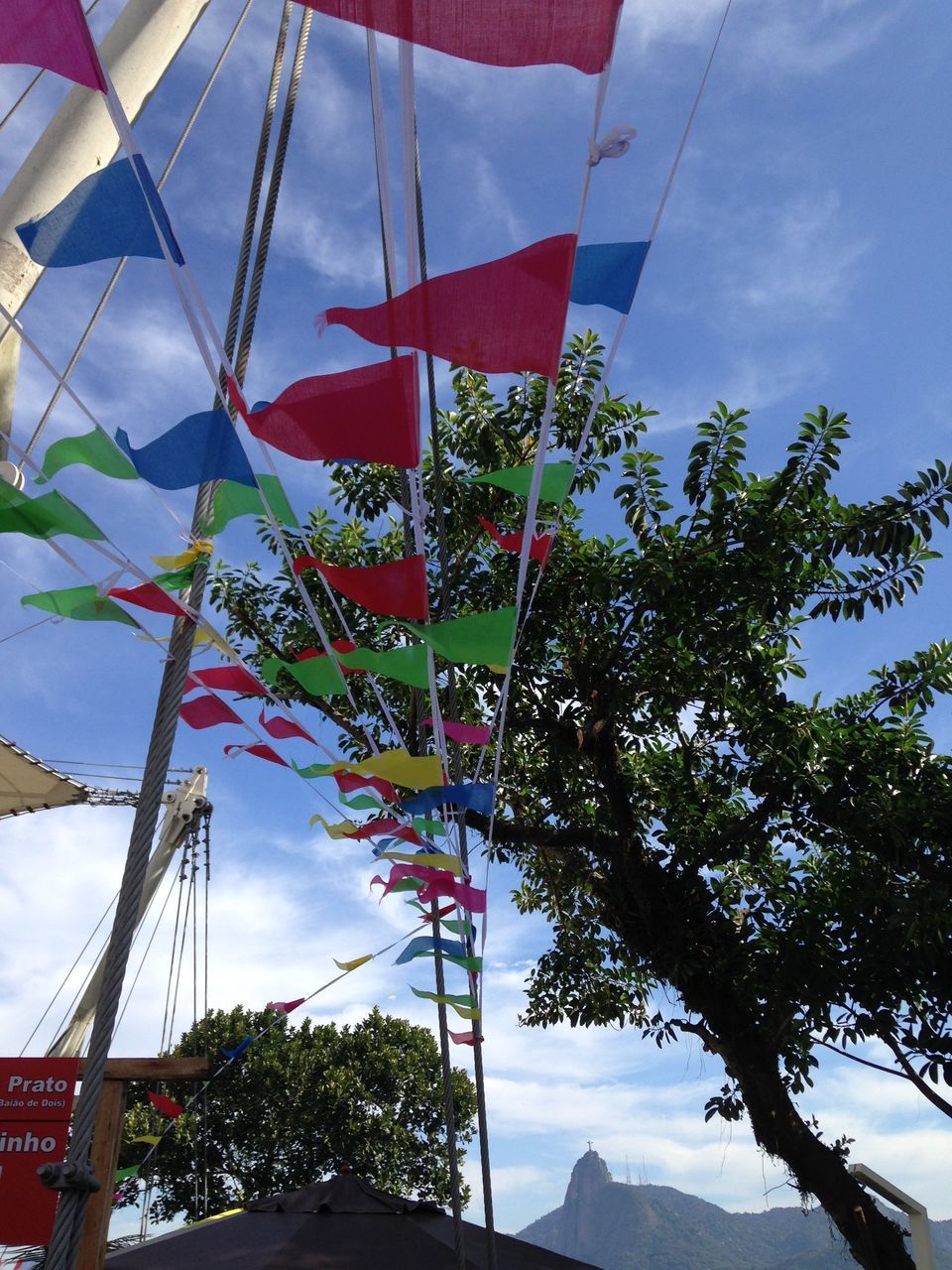 LOW ANGLE VIEW OF FLAGS AGAINST SKY