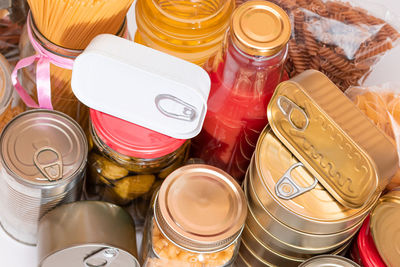 High angle view of food on table
