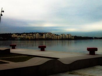 View of river against cloudy sky