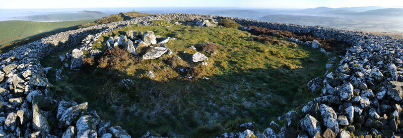 High angle view of rocks on land