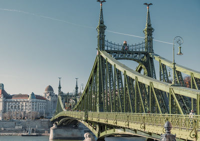 Liberty bridge over danube river in budapest, hungary